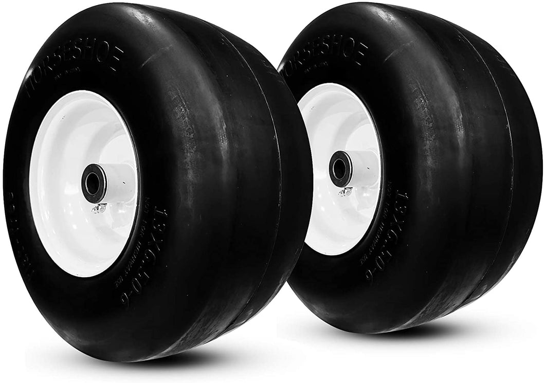 HORSESHOE 2-Pack New 13x6.50-6 Flat Free Smooth Tire on Steel Wheel for Residential Riding Lawn Mower (Deck Less Than 44